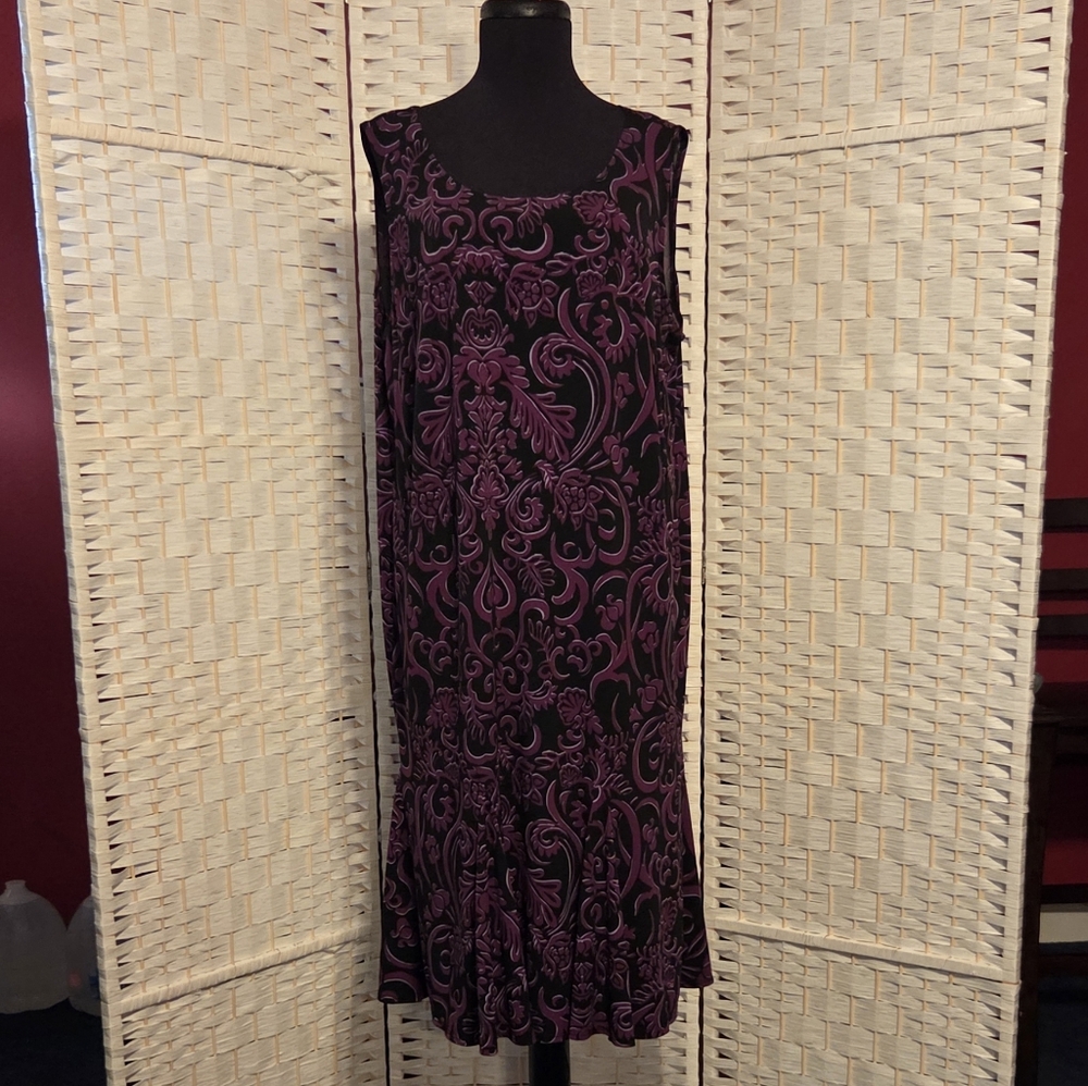 Elegant Black and Purple Sleeveless Dress with 3/4 Sleeve Jacket